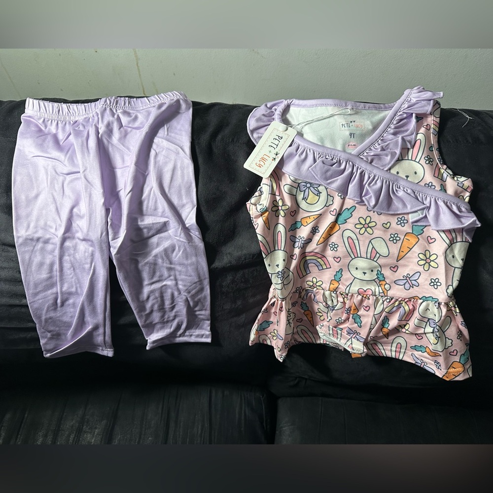 Girls' Lavender Bunny Print matching Set